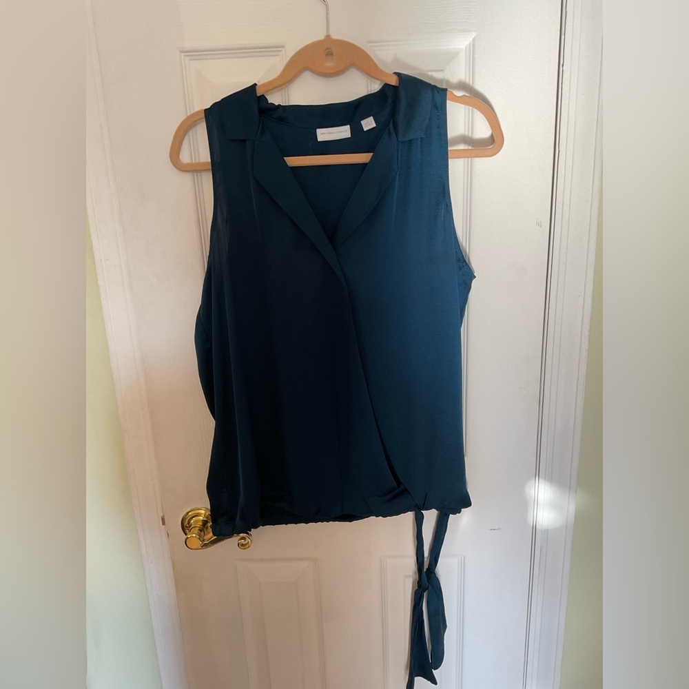 New York & Company Teal Sleeveless Blouse